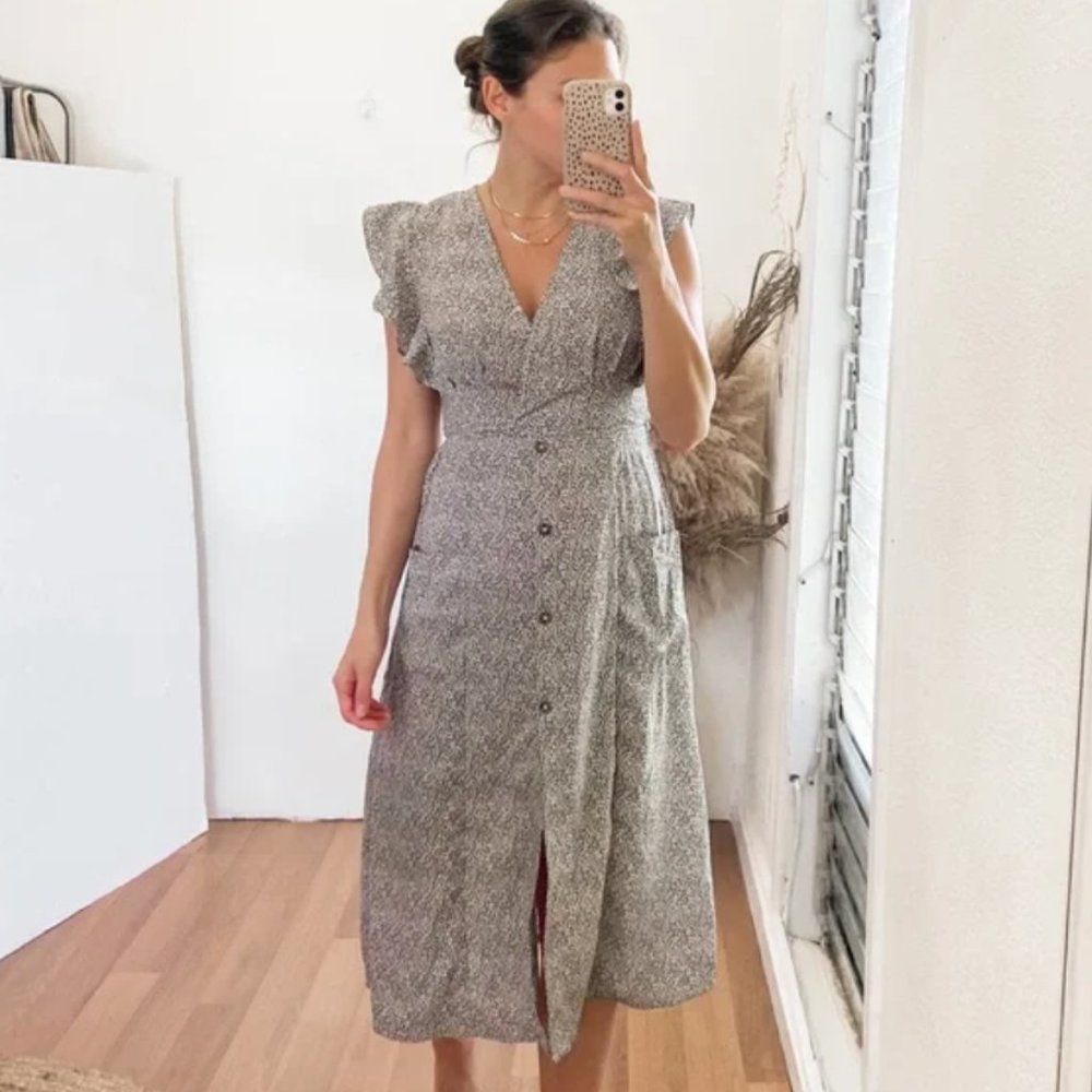 Sienna sky floral midi button front dress